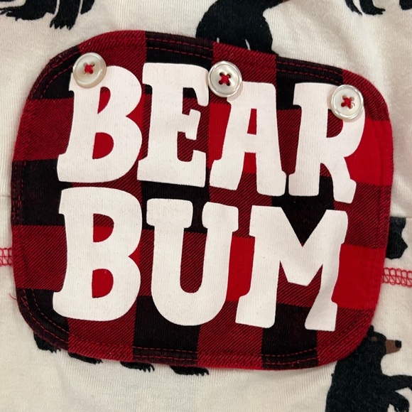 Little Blue house Bear Print One Piece Pajama - Black and Red - Picture 2 of 6